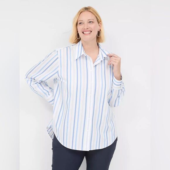 Lane Bryant - Swing Pleat-Back Button-Down Shirt - Picture 1 of 5